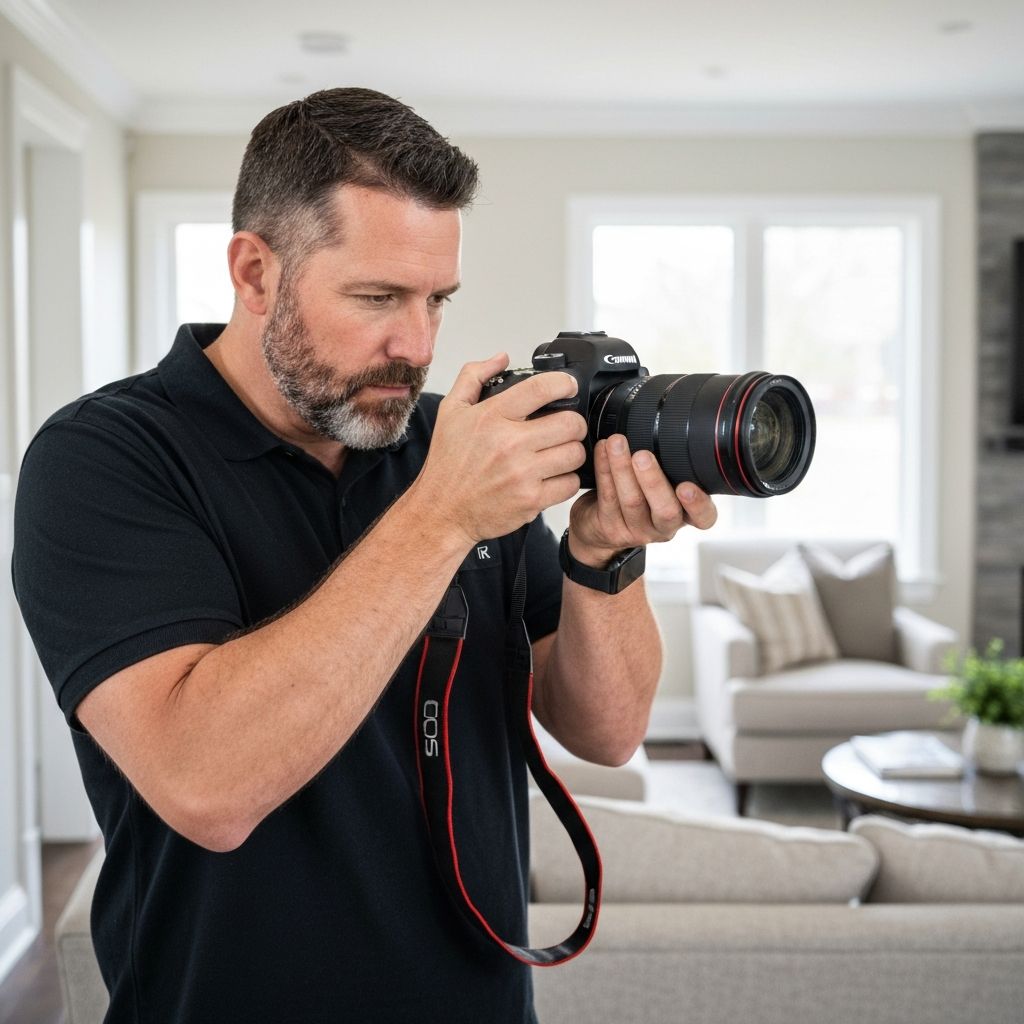 Professional photographer taking real estate photos
