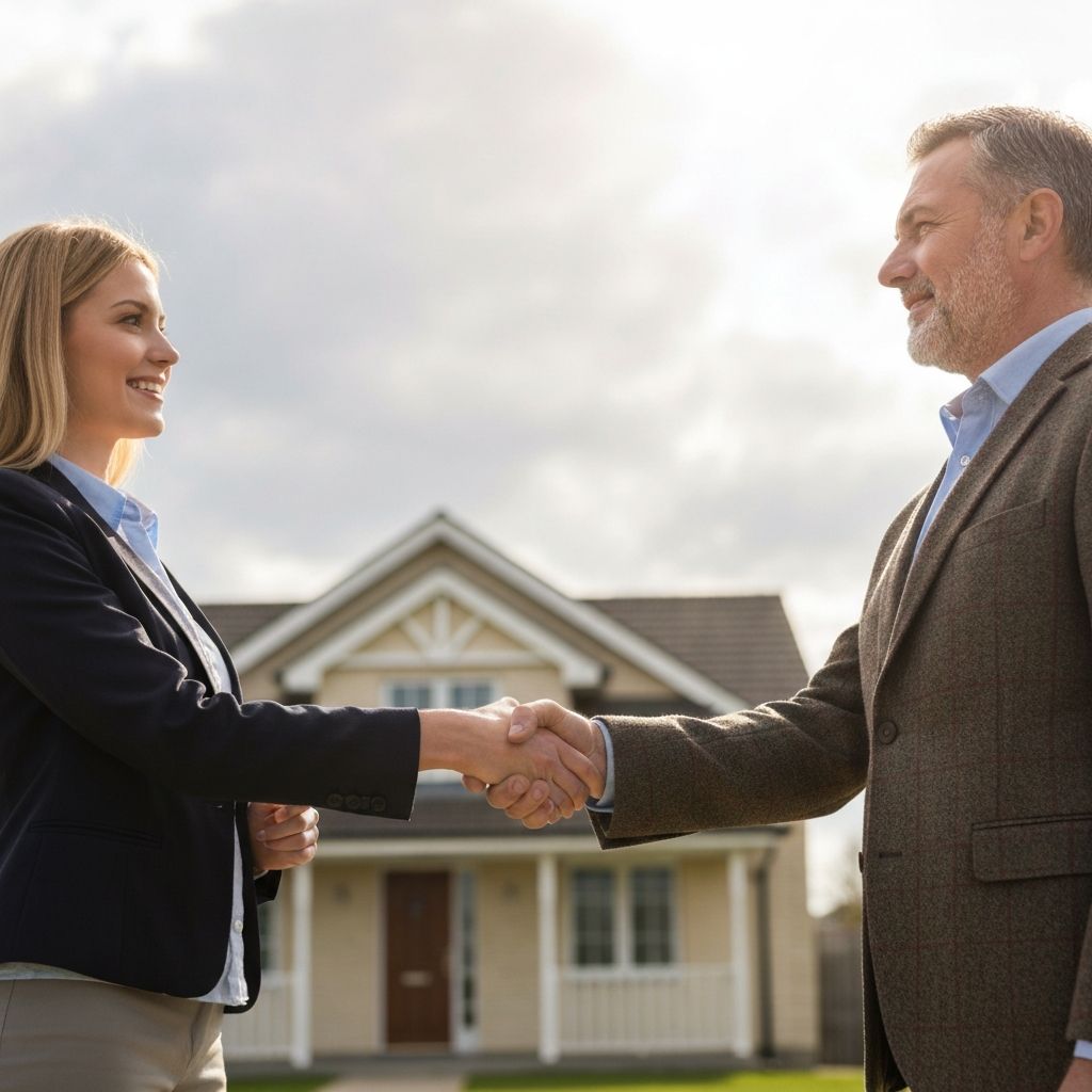 Successful home sale handshake with keys